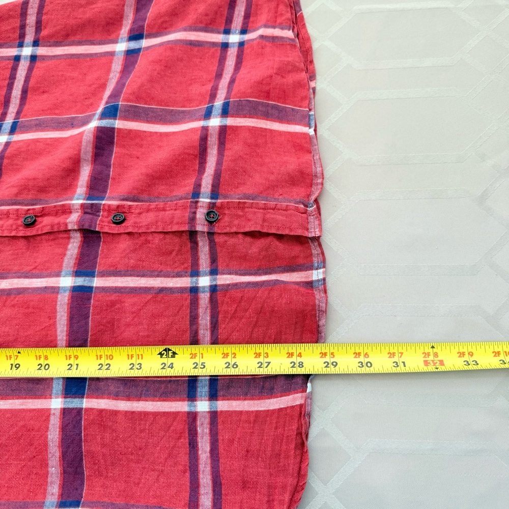 Taylor Stitch Men’s 100% Linen Plaid Short Sleeve Shirt Size 42 or Large - Picture 6 of 6
